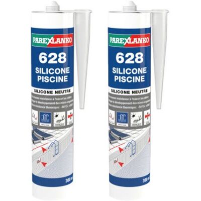 Lot de 2 mastics silicones neutres PAREXLANKO 628 Silicone Piscine - Blanc - 300ml Blanc - Publicité Lot de 2 mastics silicones neutres PAREXLANKO 628 Silicone Piscine - Blanc - 300ml Blanc - Publicité