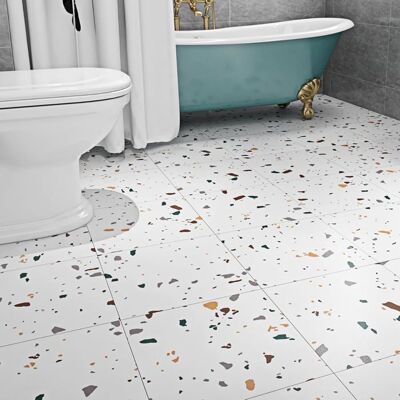 Dalles Lino Sol PVC Livelynine 30x30cm Antidérapantes Imperméables Marbre Blanc Blanc - Publicité Dalles Lino Sol PVC Livelynine 30x30cm Antidérapantes Imperméables Marbre Blanc Blanc - Publicité