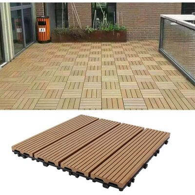 SUPFINE Lot de 11 Caillebotis Bois Exterieur Dalles de Terrasse en Bois Composite Revêtement de Sol Extérieur Intérieur 30x30cm Beige - Publicité SUPFINE Lot de 11 Caillebotis Bois Exterieur Dalles de Terrasse en Bois Composite Revêtement de Sol Extérieur Intérieur 30x30cm Beige - Publicité
