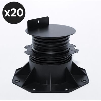 MCCOVER Lot de 20 plots 60-138 mm pour terrasse bois et composite - L: 186 mm - l: 186 mm - Noir Noir - Publicité MCCOVER Lot de 20 plots 60-138 mm pour terrasse bois et composite - L: 186 mm - l: 186 mm - Noir Noir - Publicité