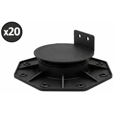 MCCOVER Lot de 20 plots 18-30mm pour terrasse bois et composite - L: 148 mm - l: 148 mm - Noir Noir - Publicité MCCOVER Lot de 20 plots 18-30mm pour terrasse bois et composite - L: 148 mm - l: 148 mm - Noir Noir - Publicité
