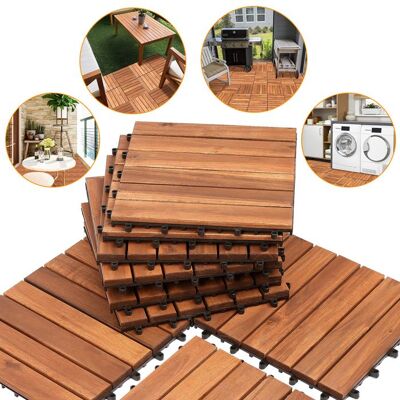 Monucep Dalles de terrasse Acacia FSC 4m² 44 pièces Système clips Sans outil Antidérapante Marron - Publicité Monucep Dalles de terrasse Acacia FSC 4m² 44 pièces Système clips Sans outil Antidérapante Marron - Publicité