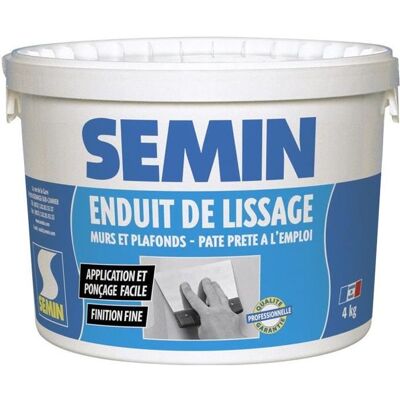 Enduit de lissage en pâte pour murs et plafonds Semin - intérieur - Seau de 4 kg Blanc - Publicité Enduit de lissage en pâte pour murs et plafonds Semin - intérieur - Seau de 4 kg Blanc - Publicité