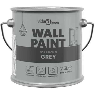 Peinture murale intérieure - vidaXL - 25 l - Gris - Surface lavable - Formule à base deau - Excellente couverture Gris - Publicité Peinture murale intérieure - vidaXL - 25 l - Gris - Surface lavable - Formule à base deau - Excellente couverture Gris - Publicité