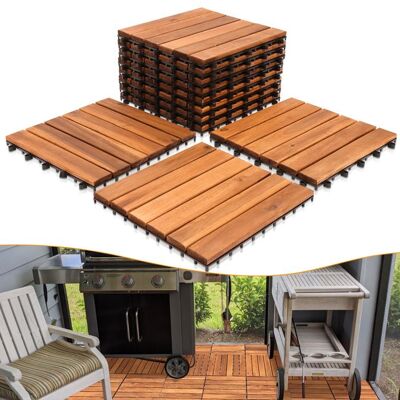 Monucep Dalles de terrasse Acacia FSC 3m² 33 pièces Système clips Sans outil Antidérapante Marron - Publicité Monucep Dalles de terrasse Acacia FSC 3m² 33 pièces Système clips Sans outil Antidérapante Marron - Publicité