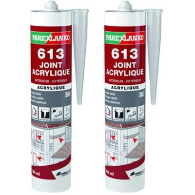 Lot de 2 Mastics acryliques PAREXLANKO 613 Joint acrylique - Blanc - 300ml Blanc - Publicité Lot de 2 Mastics acryliques PAREXLANKO 613 Joint acrylique - Blanc - 300ml Blanc - Publicité