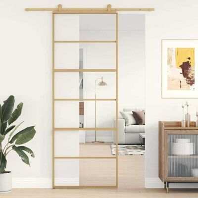 vidaXL Porte coulissante dorée - verre ESG intérieur - 76x205 cm - Publicité vidaXL Porte coulissante dorée - verre ESG intérieur - 76x205 cm - Publicité