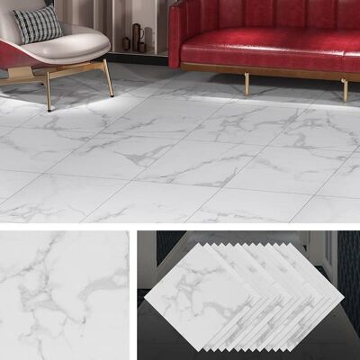 Dalles Carrelage Adhesif Livelynine 30x30 Carrara Marbre Sol PVC Epais Blanc - Publicité Dalles Carrelage Adhesif Livelynine 30x30 Carrara Marbre Sol PVC Epais Blanc - Publicité