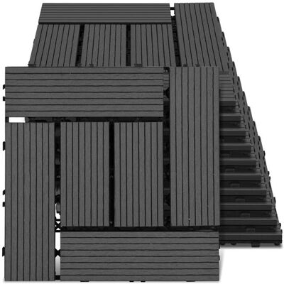 Aopunly Lot de 55 Dalles de terrasse 6 lattes 5 m² 30 x 30 cm Dalles clipsables WPC Composite bois Anthracite Noir - Publicité Aopunly Lot de 55 Dalles de terrasse 6 lattes 5 m² 30 x 30 cm Dalles clipsables WPC Composite bois Anthracite Noir - Publicité