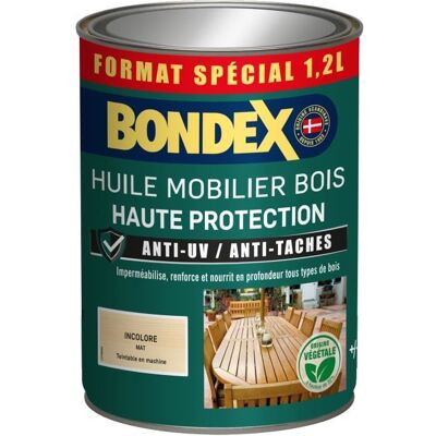 Huile mobilier incolore BONDEX 441376 - Fini mat - 1,2 L - Publicité Huile mobilier incolore BONDEX 441376 - Fini mat - 1,2 L - Publicité