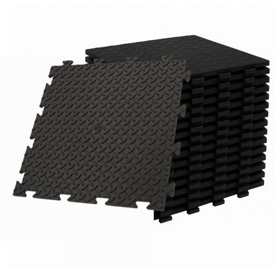 Pack de 10 Dalles PVC Clipsables Noires 50x50 cm Antidérapantes - Revêtement de Sol Garage Atelier INTEC Noir - Publicité Pack de 10 Dalles PVC Clipsables Noires 50x50 cm Antidérapantes - Revêtement de Sol Garage Atelier INTEC Noir - Publicité