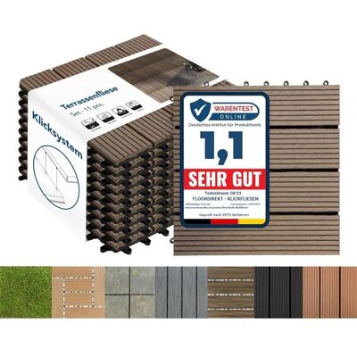 KARAT Dalles de Terrasse Lot de 11 pièces Royal Marron foncé 30 x 30 cm - 1 m² Marron - Publicité KARAT Dalles de Terrasse Lot de 11 pièces Royal Marron foncé 30 x 30 cm - 1 m² Marron - Publicité