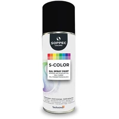 Peinture S-COLOR Noir foncé 400ML RAL9005 MAT - SOPPEC - 424140 - Publicité Peinture S-COLOR Noir foncé 400ML RAL9005 MAT - SOPPEC - 424140 - Publicité