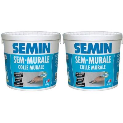Sem-Murale Colle pour Toiles de Verre et Revêtements Muraux Légers Semin Prêt à lEmploi Seau de 10 kg Lot de 2 Blanc - Publicité Sem-Murale Colle pour Toiles de Verre et Revêtements Muraux Légers Semin Prêt à lEmploi Seau de 10 kg Lot de 2 Blanc - Publicité
