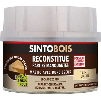 Sinto Mastic bois avec durcisseur - Sapin - Intérieur/Extérieur - 550g/500ml - Type de bois - Publicité Sinto Mastic bois avec durcisseur - Sapin - Intérieur/Extérieur - 550g/500ml - Type de bois - Publicité