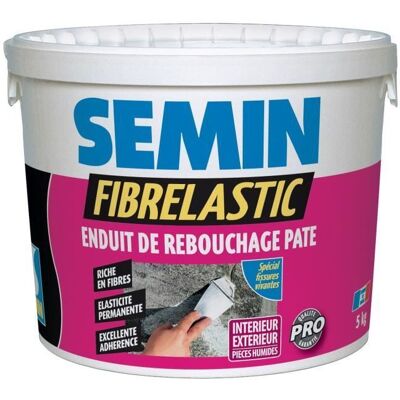 SEMIN Enduit de Rebouchage Élastique Fibrelastic à Base de Fibre de Verre pour Fissures Vivantes Intérieur-Extérieur seau de 5 kg Blanc - Publicité SEMIN Enduit de Rebouchage Élastique Fibrelastic à Base de Fibre de Verre pour Fissures Vivantes Intérieur-Extérieur seau de 5 kg Blanc - Publicité