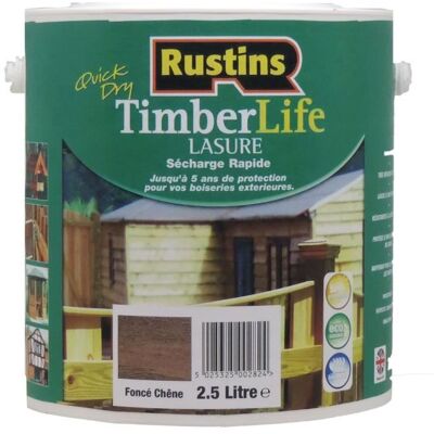 RUSTINS Lasure chêne foncé à séchage rapide pour le bois extérieur et les terrasses avec protection UV 5 ans - 12m²L - 2.5L - Publicité RUSTINS Lasure chêne foncé à séchage rapide pour le bois extérieur et les terrasses avec protection UV 5 ans - 12m²L - 2.5L - Publicité