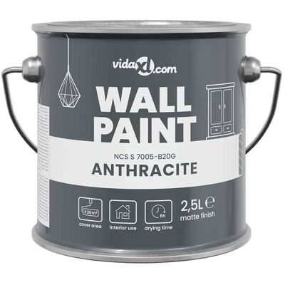 Peinture murale intérieure - vidaXL - Anthracite - 25 l - Surface lavable - Formule à base deau Gris - Publicité Peinture murale intérieure - vidaXL - Anthracite - 25 l - Surface lavable - Formule à base deau Gris - Publicité