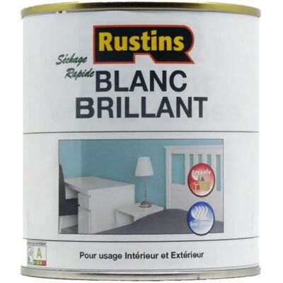 RUSTINS Peinture brillante à séchage rapide pour bois et métal en intérieur et extérieur - Blanc 500ml Blanc - Publicité RUSTINS Peinture brillante à séchage rapide pour bois et métal en intérieur et extérieur - Blanc 500ml Blanc - Publicité