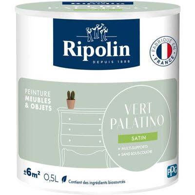 Peinture meuble et objet - Vert palatino - Satiné - Ripolin - 0 5L Vert - Publicité Peinture meuble et objet - Vert palatino - Satiné - Ripolin - 0 5L Vert - Publicité