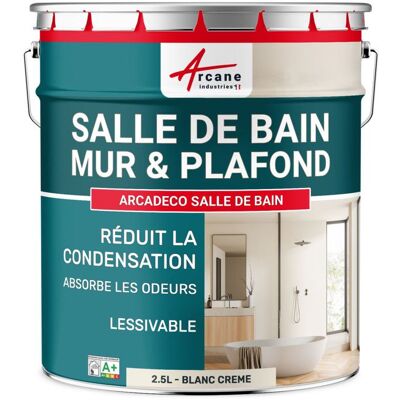 ARCANE INDUSTRIES Peinture salle de bains mur et plafond :ARCADÉCO SALLE DE BAIN - 2.5 L Blanc Crème - RAL 9001 Blanc - Publicité ARCANE INDUSTRIES Peinture salle de bains mur et plafond :ARCADÉCO SALLE DE BAIN - 2.5 L Blanc Crème - RAL 9001 Blanc - Publicité