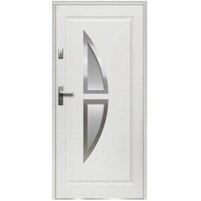 VENTE-UNIQUE Porte dentrée en acier vitrée avec inox H207 x L100 cm blanc - épaisseur 55 mm - poussant droit - COVAS Blanc - Publicité VENTE-UNIQUE Porte dentrée en acier vitrée avec inox H207 x L100 cm blanc - épaisseur 55 mm - poussant droit - COVAS Blanc - Publicité
