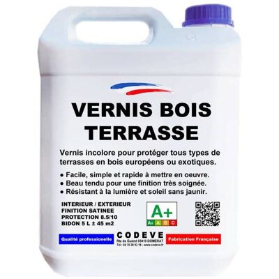 CODÈVE BOIS Vernis Bois Terrasse - 5 L - Codeve Bois Blanc - Publicité CODÈVE BOIS Vernis Bois Terrasse - 5 L - Codeve Bois Blanc - Publicité