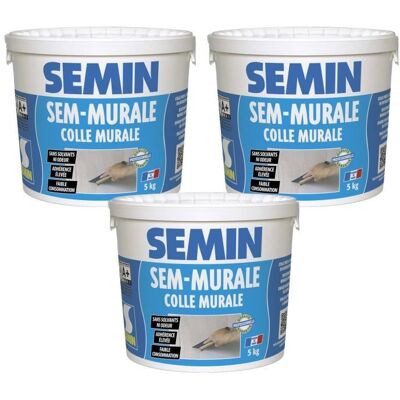 Lot de 3 colles pour toiles de verre et revêtements muraux légers en pâte Semin Sem-Murale - prêt à lemploi - seau de 5 kg Blanc - Publicité Lot de 3 colles pour toiles de verre et revêtements muraux légers en pâte Semin Sem-Murale - prêt à lemploi - seau de 5 kg Blanc - Publicité