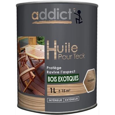 Huile - ADDICT - Teck - Incolore - Satiné - 1L - Protection bois exotique Gris - Publicité Huile - ADDICT - Teck - Incolore - Satiné - 1L - Protection bois exotique Gris - Publicité
