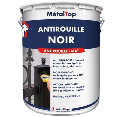Antirouille Noir - Pot 1 L - Metaltop - 9017 - Noir signalisation Noir - Publicité Antirouille Noir - Pot 1 L - Metaltop - 9017 - Noir signalisation Noir - Publicité