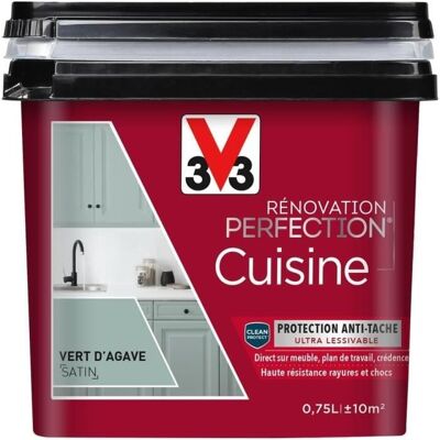 V33 Peinture de rénovation cuisineRénovation perfection Vert dAgave satin 750ml Vert - Publicité V33 Peinture de rénovation cuisineRénovation perfection Vert dAgave satin 750ml Vert - Publicité