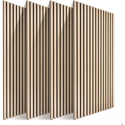 Relaxdays Panneaux acoustiques lot de 4 120 x 60 cm isolation phonique revêtement mural placage chêne brun clair Beige - Publicité Relaxdays Panneaux acoustiques lot de 4 120 x 60 cm isolation phonique revêtement mural placage chêne brun clair Beige - Publicité