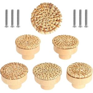 Lot de 6 boutons de meuble en rotin Boutons de Tiroir de Porte Style bohème Poignée Tiroir en Bois Ronds Pour Commode Armoire Beige - Publicité Lot de 6 boutons de meuble en rotin Boutons de Tiroir de Porte Style bohème Poignée Tiroir en Bois Ronds Pour Commode Armoire Beige - Publicité
