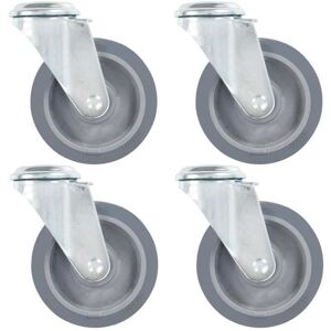 vidaXL 4 pcs Roulettes pivotantes à trou de boulon 100 mm Gris - Publicité vidaXL 4 pcs Roulettes pivotantes à trou de boulon 100 mm Gris - Publicité