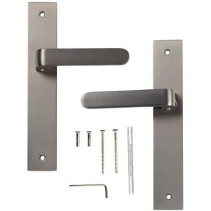 ENSEMBLE POIGNEE DE PORTE SANS VERROU SALON ENTREE CUISINE SALLE DE BAIN OU TOILETTES EN ZAMAC FINITION BROSSE 240 x 40 x 10 mm Gris - Publicité ENSEMBLE POIGNEE DE PORTE SANS VERROU SALON ENTREE CUISINE SALLE DE BAIN OU TOILETTES EN ZAMAC FINITION BROSSE 240 x 40 x 10 mm Gris - Publicité