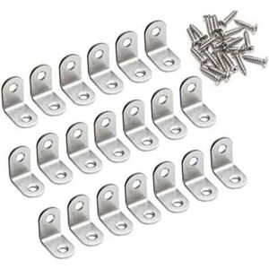 Équerre de fixation en acier inox - PZCC - 20x20x16 mm - Forme de L - Épaisseur 2 mm - 20 pièces - 40 vis incluses - Publicité Équerre de fixation en acier inox - PZCC - 20x20x16 mm - Forme de L - Épaisseur 2 mm - 20 pièces - 40 vis incluses - Publicité