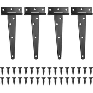 Lot de 4 Charnières Noires Charnière Porte de Grange Charnières de Portes Charniere Plate Inox pour Portails Placard - 6 Pouces - Publicité Lot de 4 Charnières Noires Charnière Porte de Grange Charnières de Portes Charniere Plate Inox pour Portails Placard - 6 Pouces - Publicité