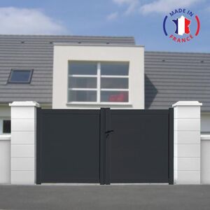 PORTAIL PACKIT Portail alu battant plein en kit dim. L.3500 (entre piliers) X H.1500 mm Gris (7016) Gris - Publicité PORTAIL PACKIT Portail alu battant plein en kit dim. L.3500 (entre piliers) X H.1500 mm Gris (7016) Gris - Publicité