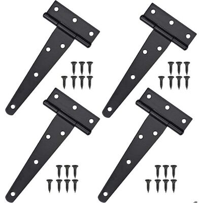 Lot de 4 Charnières en T - 150mm - Charnières de porte en Inox avec Vis pour Portails porte de grange Abris de Jardin - Noir Noir - Publicité Lot de 4 Charnières en T - 150mm - Charnières de porte en Inox avec Vis pour Portails porte de grange Abris de Jardin - Noir Noir - Publicité