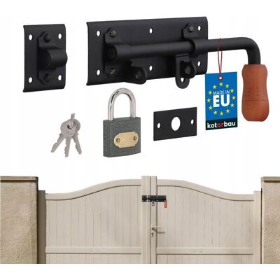 Verrou de porte - KOTARBAU - Modèle à boulon - Acier noir - Poignée en bois - 280 mm - Publicité Verrou de porte - KOTARBAU - Modèle à boulon - Acier noir - Poignée en bois - 280 mm - Publicité
