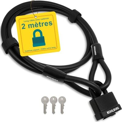 HOME FIT TRAINING cable antivol de 2 mètres – cadenas clé (3x) fermeture par simple pression – 2 m gaine cable pour véloremorquepoussette – cadenas - Publicité HOME FIT TRAINING cable antivol de 2 mètres – cadenas clé (3x) fermeture par simple pression – 2 m gaine cable pour véloremorquepoussette – cadenas - Publicité