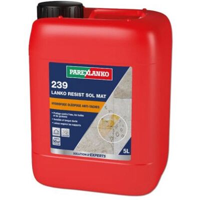 Protection anti-tâches sols 239 LANKO RÉSIST SOL MAT Hydro oléofuge PAREXLANKO - 5 L - 50 m² Rouge - Publicité Protection anti-tâches sols 239 LANKO RÉSIST SOL MAT Hydro oléofuge PAREXLANKO - 5 L - 50 m² Rouge - Publicité