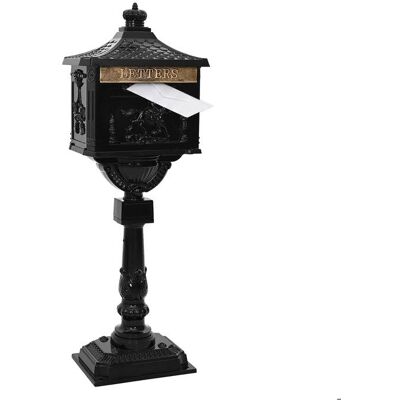 Relaxdays - boîte aux lettres sur pied en aluminium inox style antique britannique noir H x L x P: 118 x 41 x 29 cm Noir - Publicité Relaxdays - boîte aux lettres sur pied en aluminium inox style antique britannique noir H x L x P: 118 x 41 x 29 cm Noir - Publicité