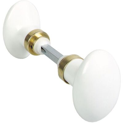 Bouton double ovale - Merigous V3232111 - Porcelaine blanche - Finition laiton - Carré 85 mm Blanc - Publicité Bouton double ovale - Merigous V3232111 - Porcelaine blanche - Finition laiton - Carré 85 mm Blanc - Publicité