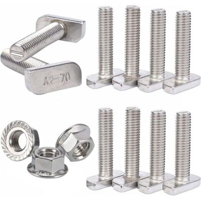 FRAVONIX Vis à Tête de Marteau M8 x 20 Boulons de Rail en t en Acier Inoxydable A2 avec Écrou à Bride pour Module PV Rail de Montage 28/15 - Publicité FRAVONIX Vis à Tête de Marteau M8 x 20 Boulons de Rail en t en Acier Inoxydable A2 avec Écrou à Bride pour Module PV Rail de Montage 28/15 - Publicité