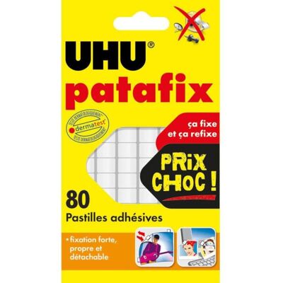 Patafix - UHU - Pâte adhésive repositionnable - Blanche - Tous supports - 80 pastilles Blanc - Publicité Patafix - UHU - Pâte adhésive repositionnable - Blanche - Tous supports - 80 pastilles Blanc - Publicité