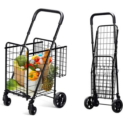 Costway Chariot de Courses Pliable - 4 Roues - 2 Panier - Noir - Chariot de courses - Publicité Costway Chariot de Courses Pliable - 4 Roues - 2 Panier - Noir - Chariot de courses - Publicité