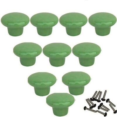 Lot De 10 Boutons De Meuble En Céramique Ronds 32 mm Poignées Pour Tiroir Et Armoire Vert Avec Vis Vert - Publicité Lot De 10 Boutons De Meuble En Céramique Ronds 32 mm Poignées Pour Tiroir Et Armoire Vert Avec Vis Vert - Publicité