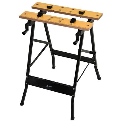Établi pliant établi de serrage - DURHAND - 4 serre-joints - table de travail - charge 100 kg - 625x605x785cm - noir Noir - Publicité Établi pliant établi de serrage - DURHAND - 4 serre-joints - table de travail - charge 100 kg - 625x605x785cm - noir Noir - Publicité