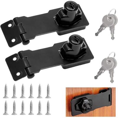 Lot de 2 loquets de verrouillage de porte verrous à clé avec 2 clés fermoir de porte de sécurité bouton rotatif (3 pouces) Noir - Publicité Lot de 2 loquets de verrouillage de porte verrous à clé avec 2 clés fermoir de porte de sécurité bouton rotatif (3 pouces) Noir - Publicité